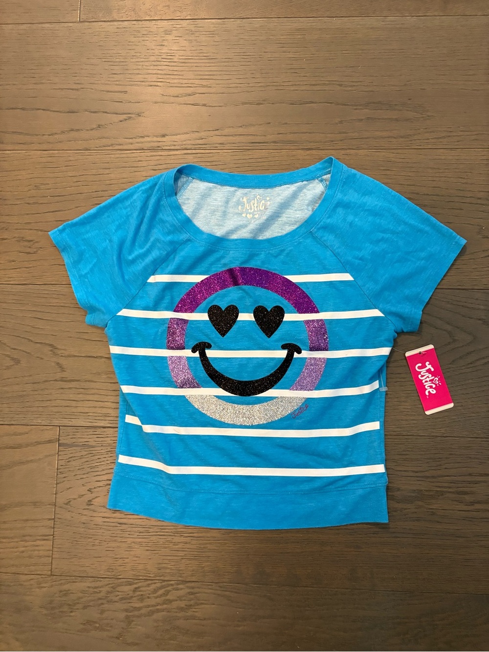 Justice girls happy emoji short sleeve top sz 10/12 NWT